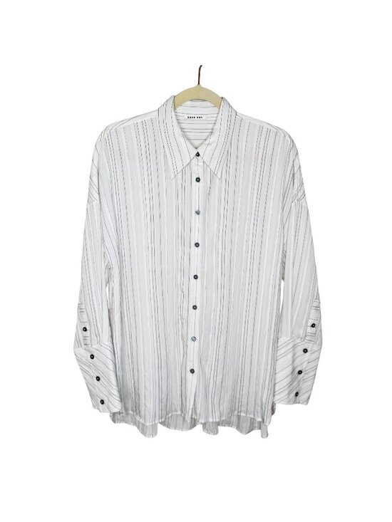 Hana San Tops - Hana San White Striped Button-Up Shirt, 38